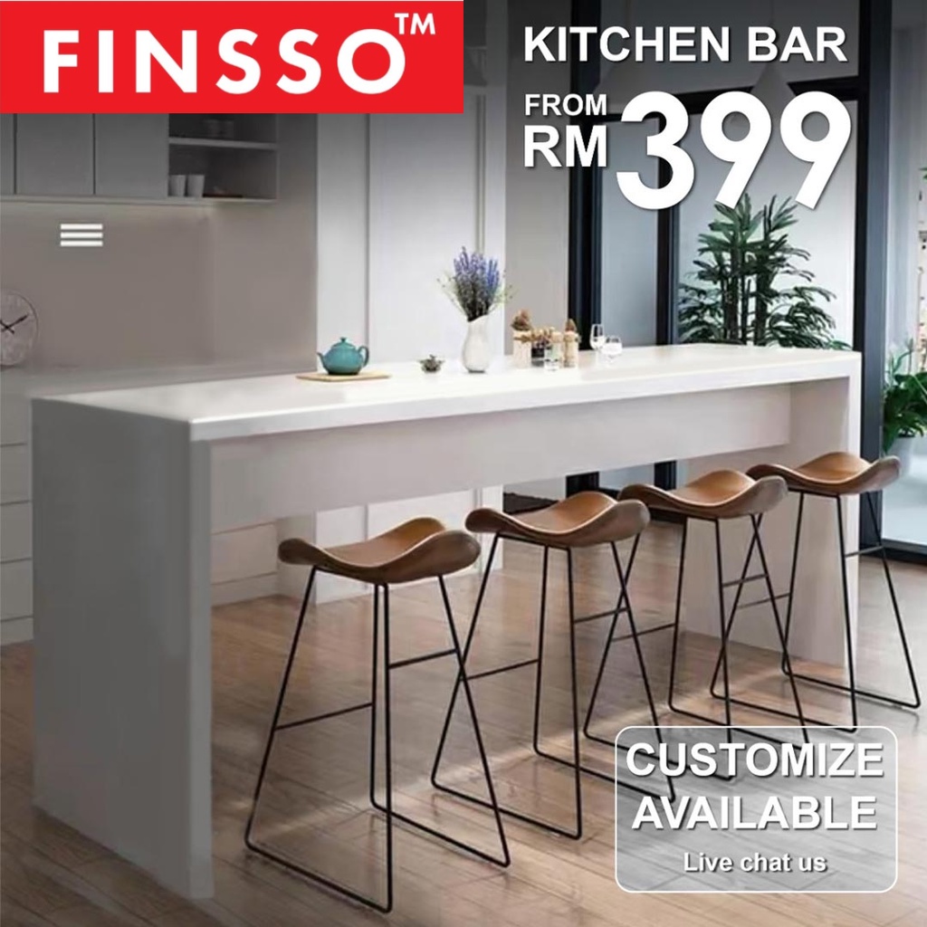 FINSSO: 120cm x 40cm HAVOC/ Bar Table/ Kitchen Island / Dining Table/ Meja Makan/ 吧台/ Bar Stool [FREE INSTALLATION]