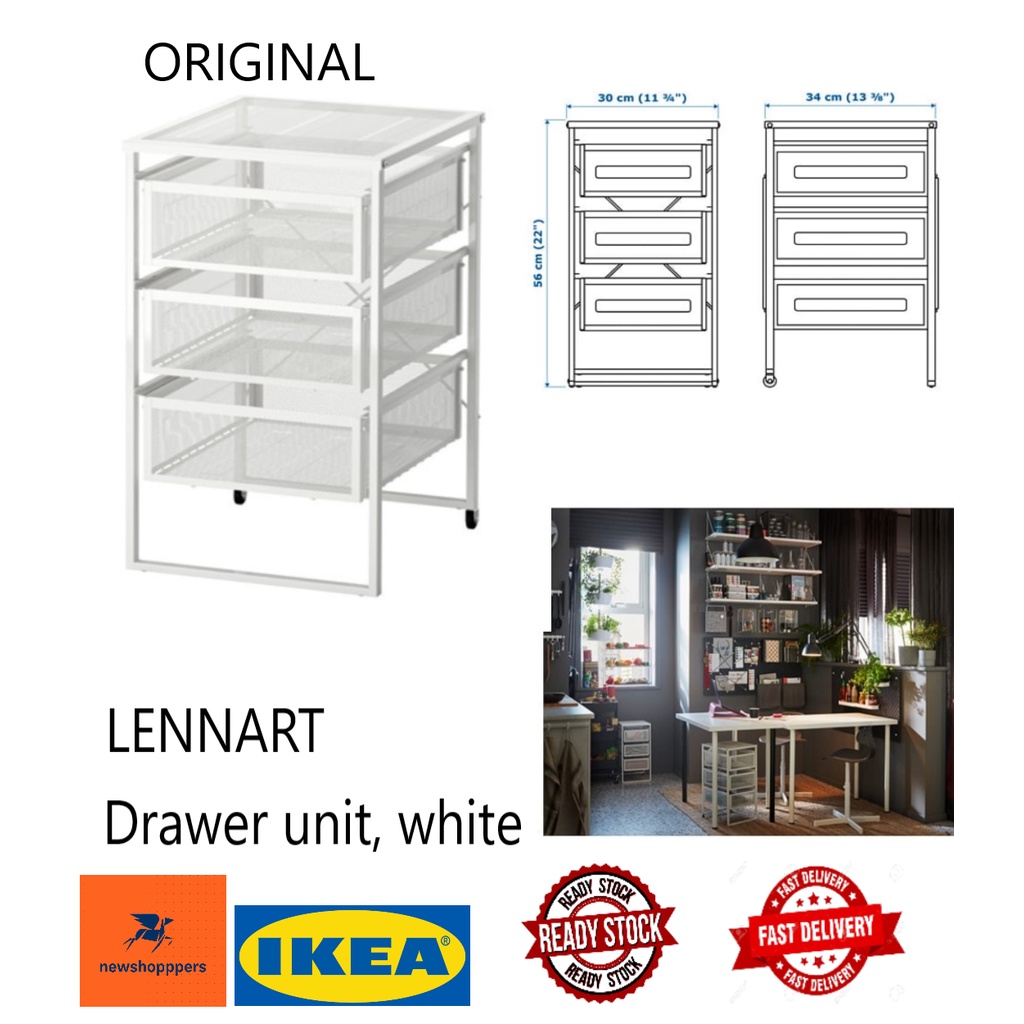 shopee: READY STOCK IKEA LENNART Drawer unit, white (0:0::;0:0::)