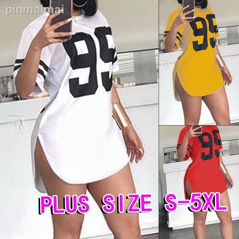 ☽✢◊2020 New Fashion Streetwear Hip Hop 99 Number Printed Shirt Dress Short Sleeved Mini Dresses Casual Pullover Tshirt Tops Loose Sleeve Plus Size S-5Xl