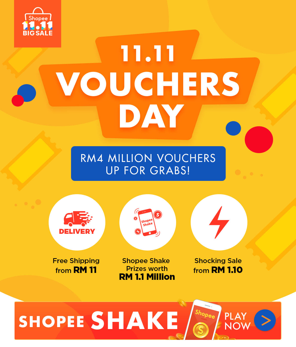 11 11 Vouchers Day Rm 4 Million Vouchers Up For Grabs Shopee Malaysia