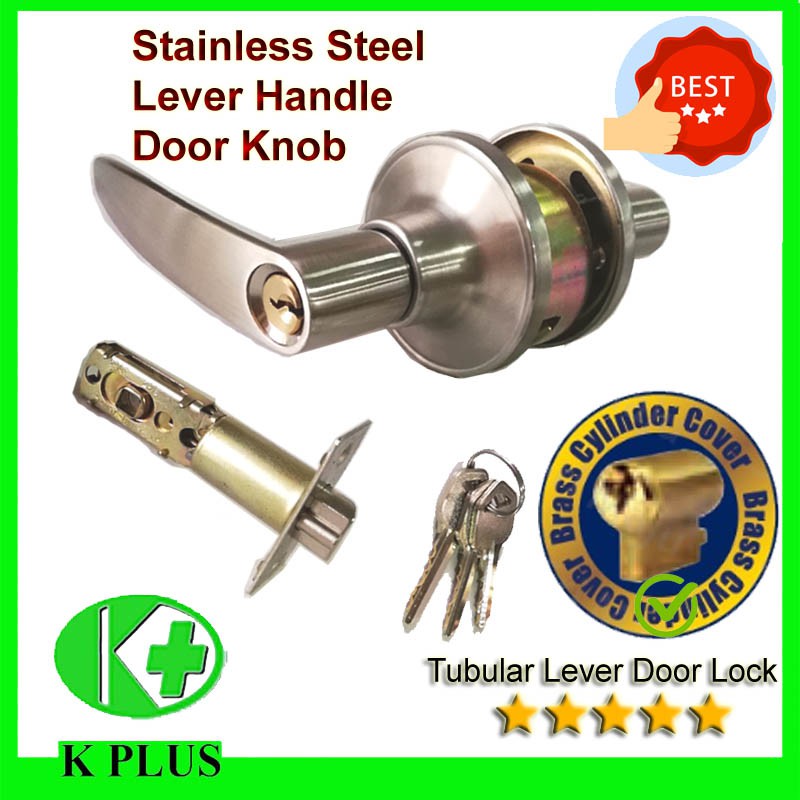 Tubular lever cylindrical stainless steel door lock Tombol kunci pintu ...