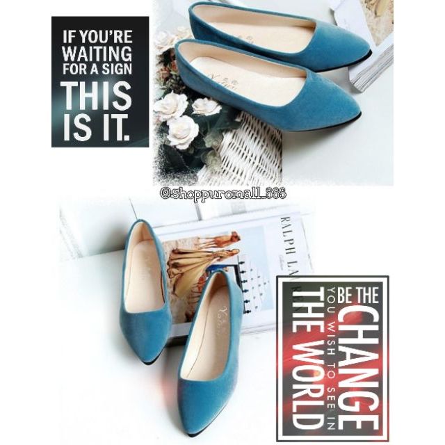 Blue Korean Women S Casual Pointed Comfortable Ballerina Flats