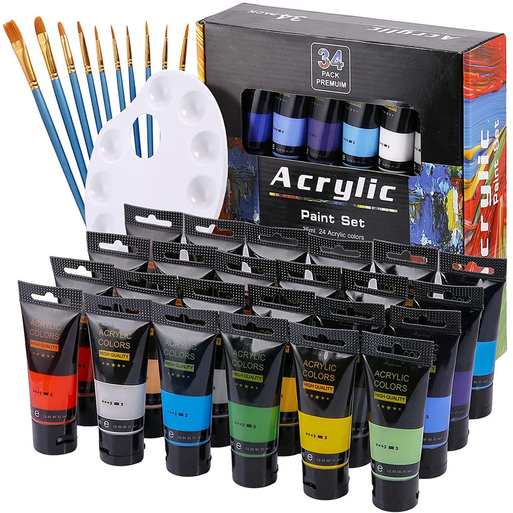 Acrylic Paint Set 24 Colors, 24 Tube x 35mL , Art Craft Paint Supplies