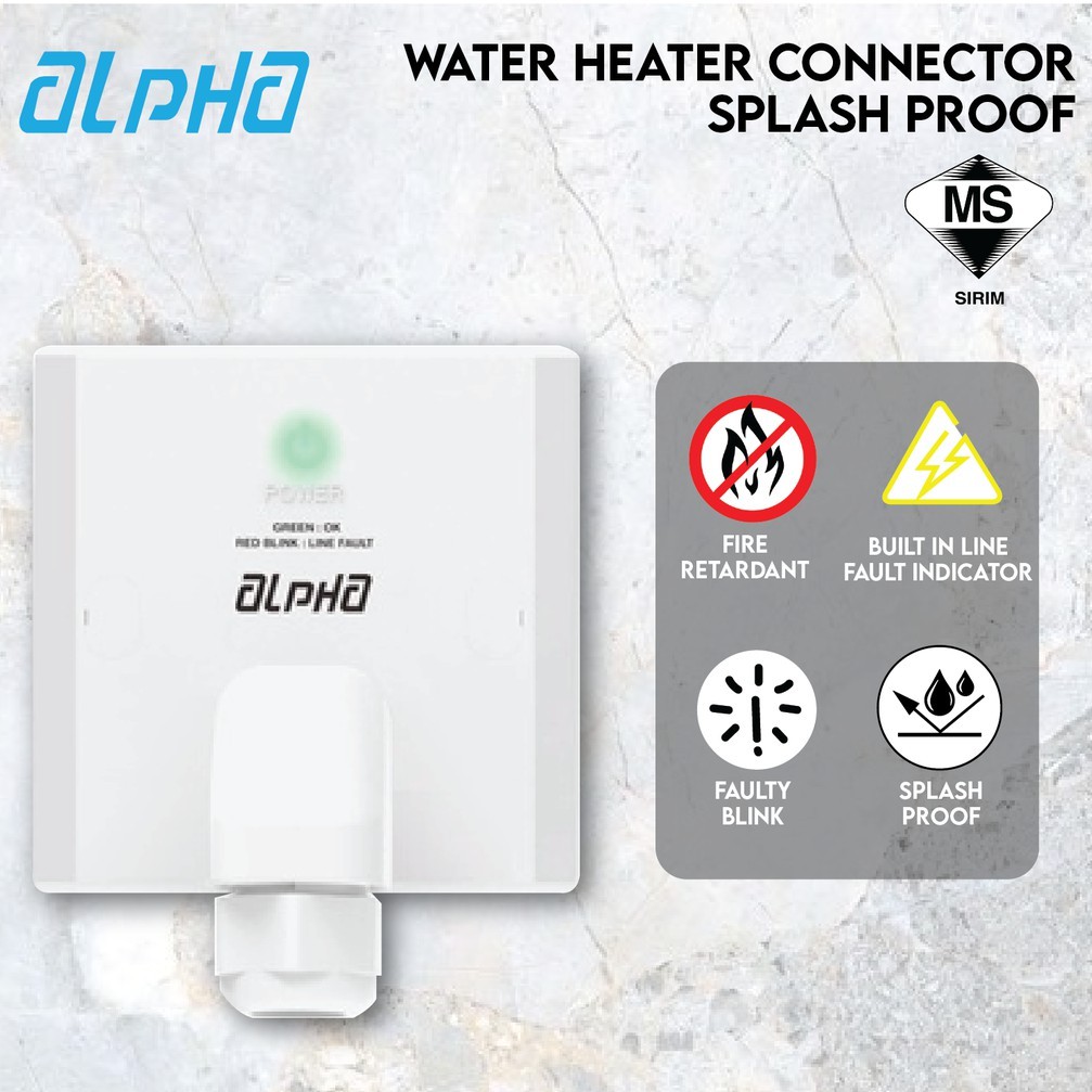 Alpha WHC1 LFI B Splash Proof Water Heater Connector With Line Fault