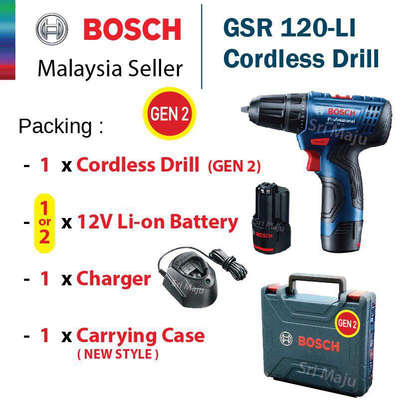 Bosch Gsr 120 Li Gen 2 12v Cordless Driver Drill Complete Set