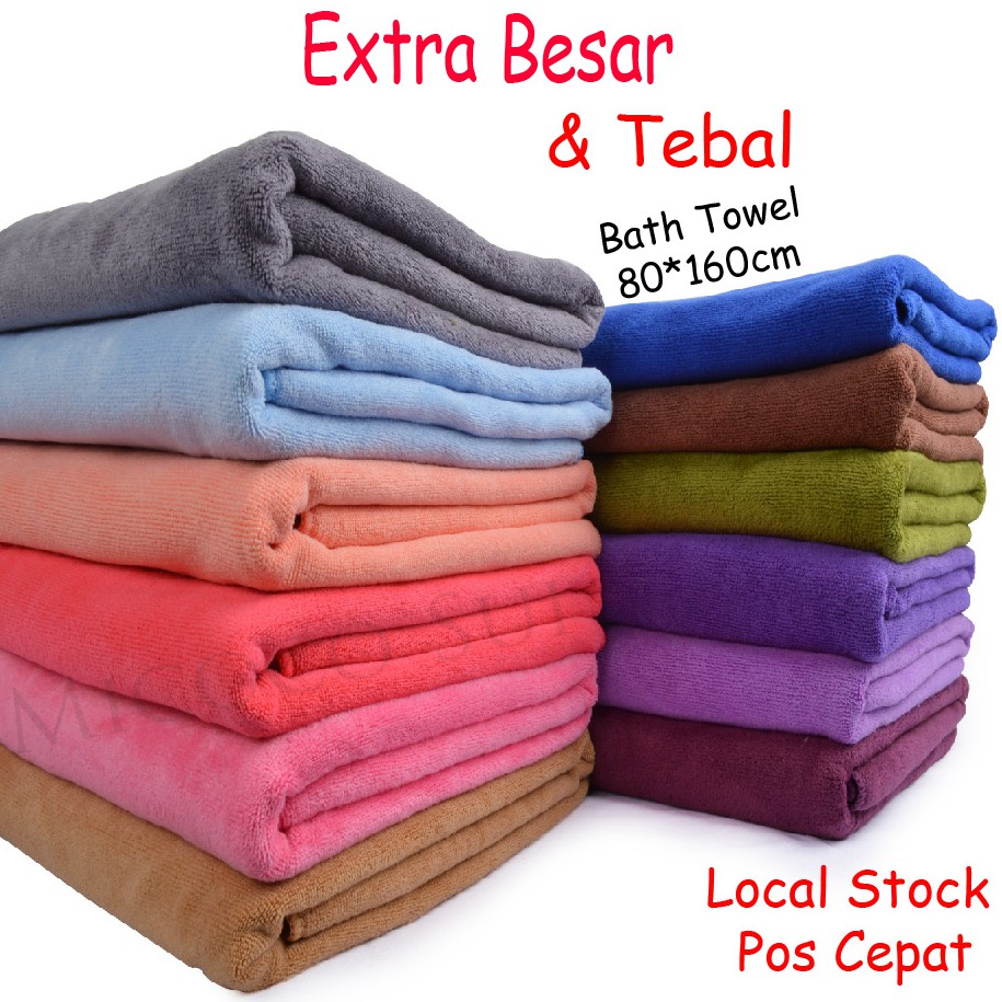 Bath Towel Tuala Mandi Dewasa Extra Besar Dan Tebal Bamboo Microfiber Janji Menyerap !! 80*160cm