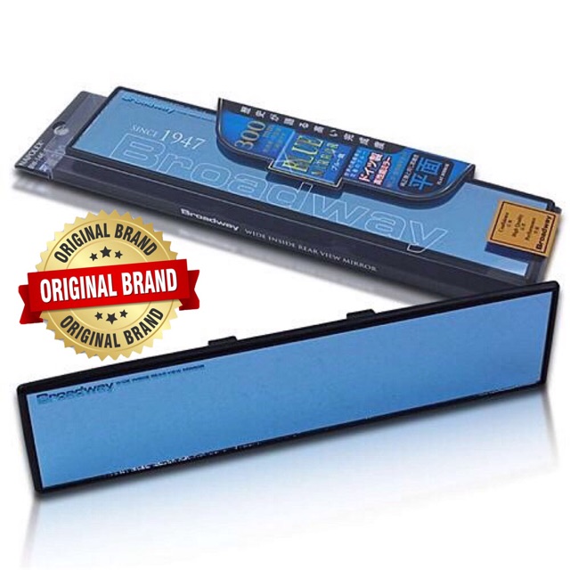Broadway Napolex BW-143 240mm Convex Blue Wide Clip-On Rear View Mirror - Authentic