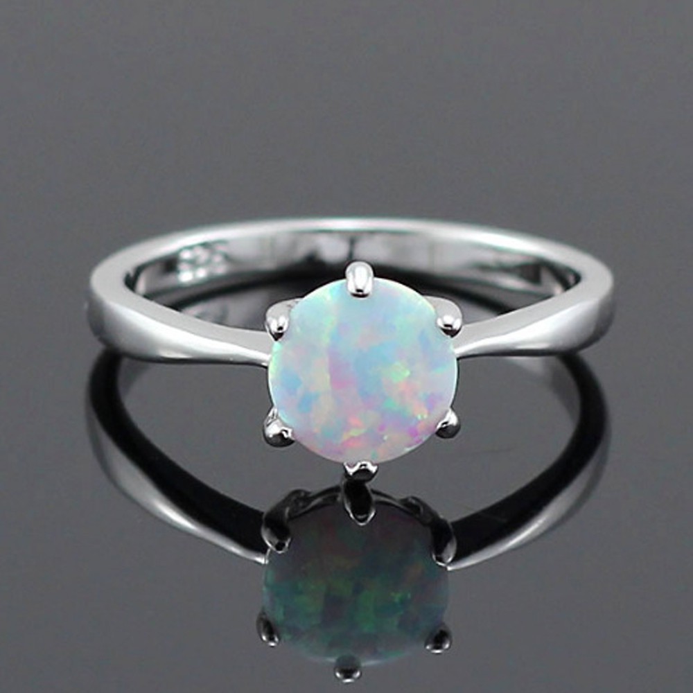 Buy 3 Free 1 Opal Ring Round Opal White Stone Hand Jewelry