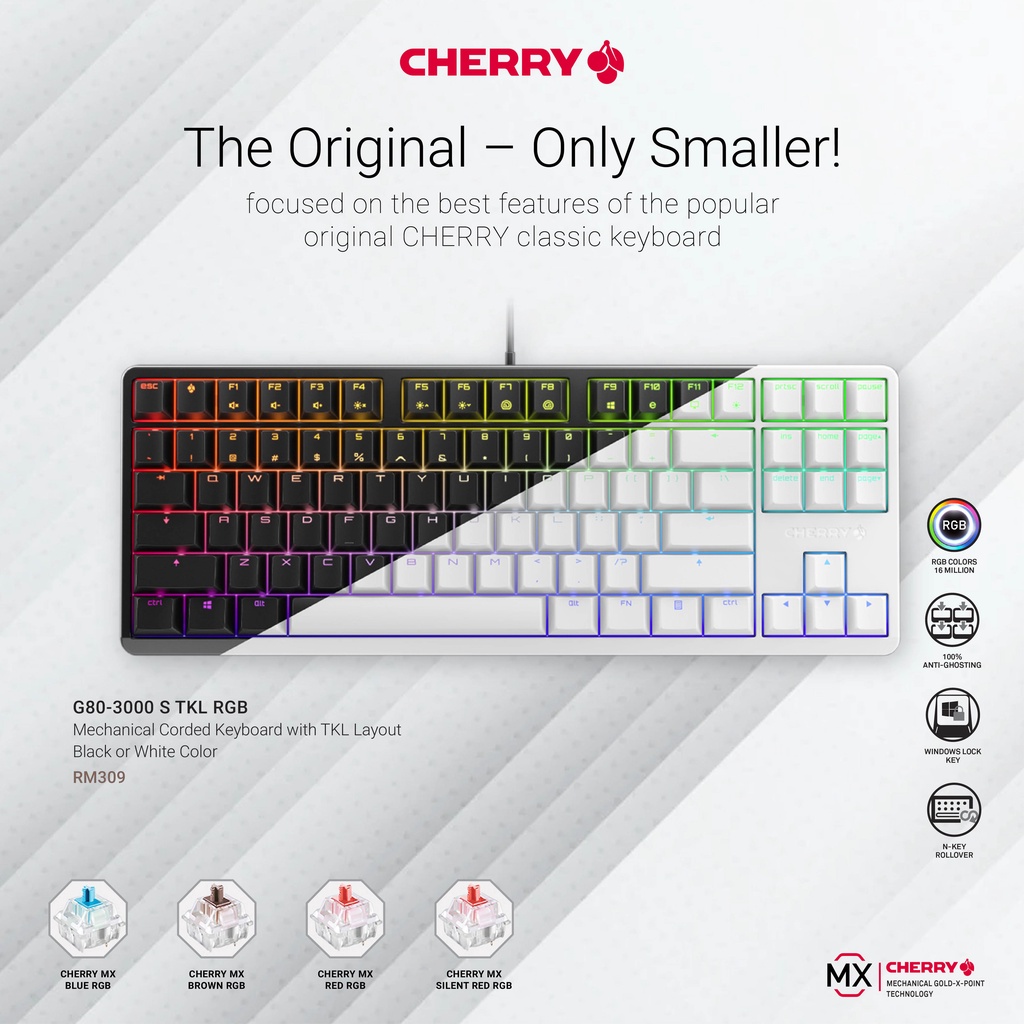 CHERRY G80-3000 S TKL RGB Mechanical Corded Gaming Keyboard | Shopee ...