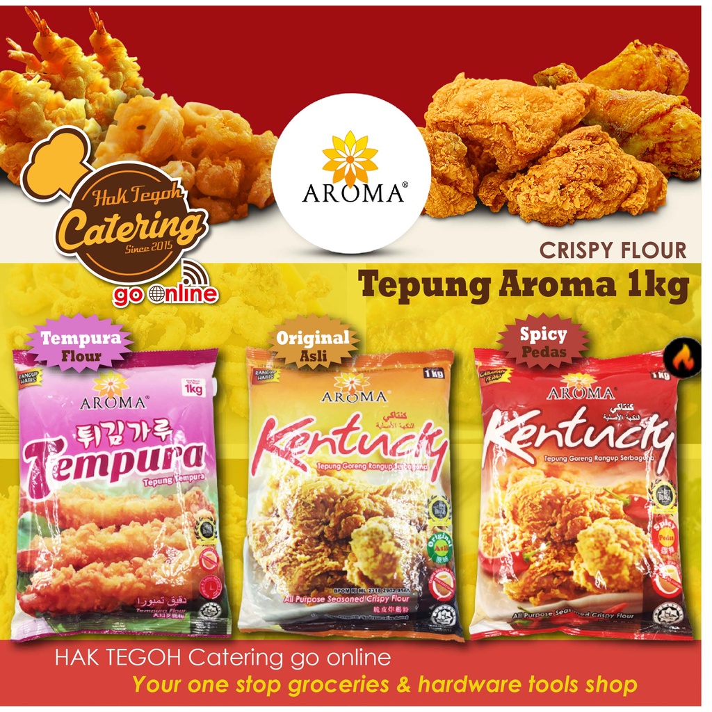 Aroma All Purpose Seasoned Crispy Flour (1kg) Original, Spicy & Tempura