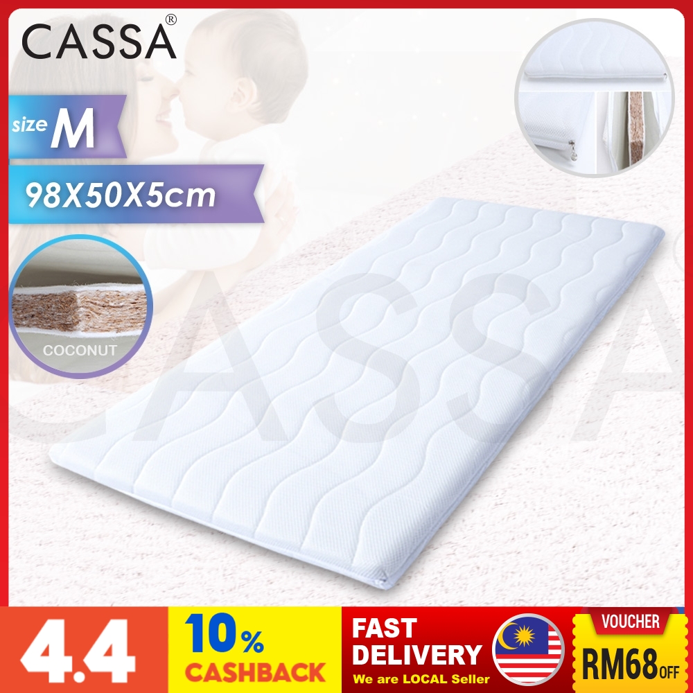 Cassa 100 Natural Coconut Fibre Baby Mattress with Washable Cover