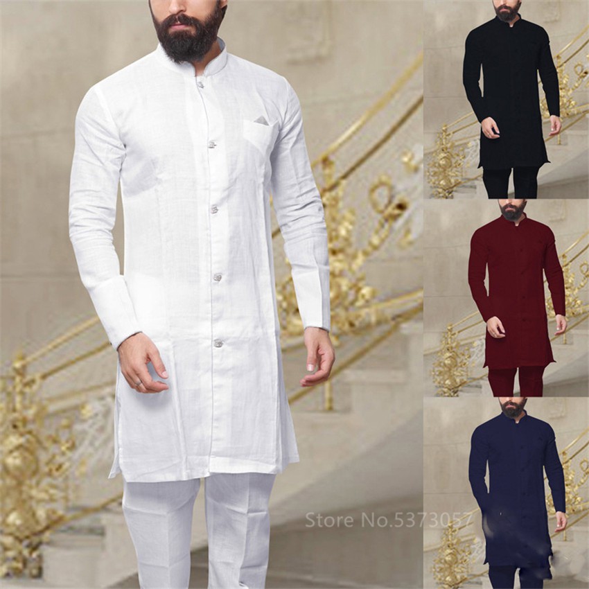 Men Islamic Saudi Arabic Kaftan Muslim Fashion Clothing Long Sleeve Abaya Robes Fashion Saudi Arabia Dubai Mens Jubba Thobe