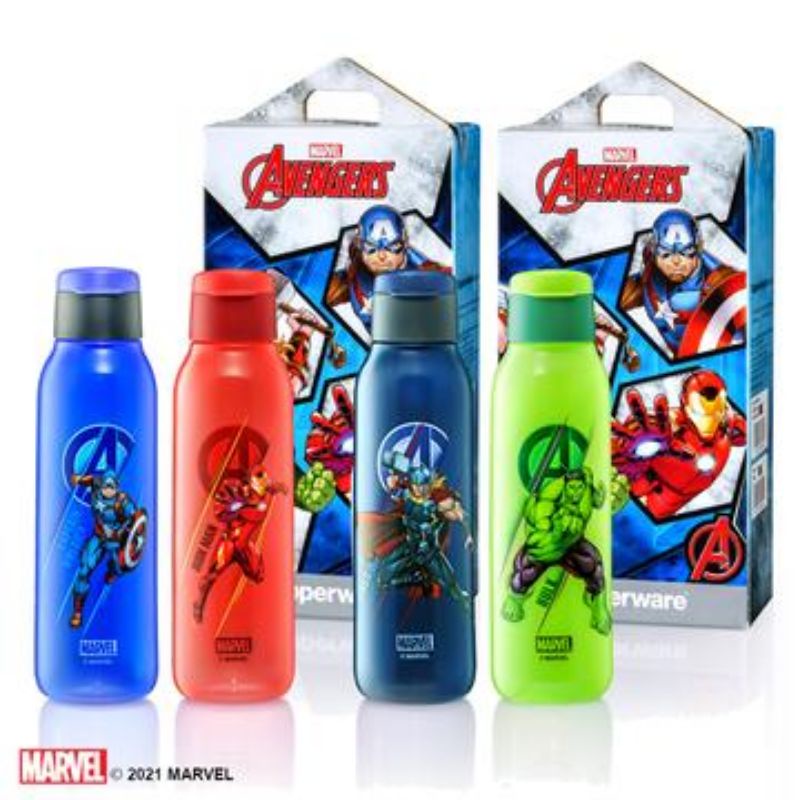TUPPERWARE Avengers Eco Bottle Set 750ml IronMan Captain America Thor Hulk