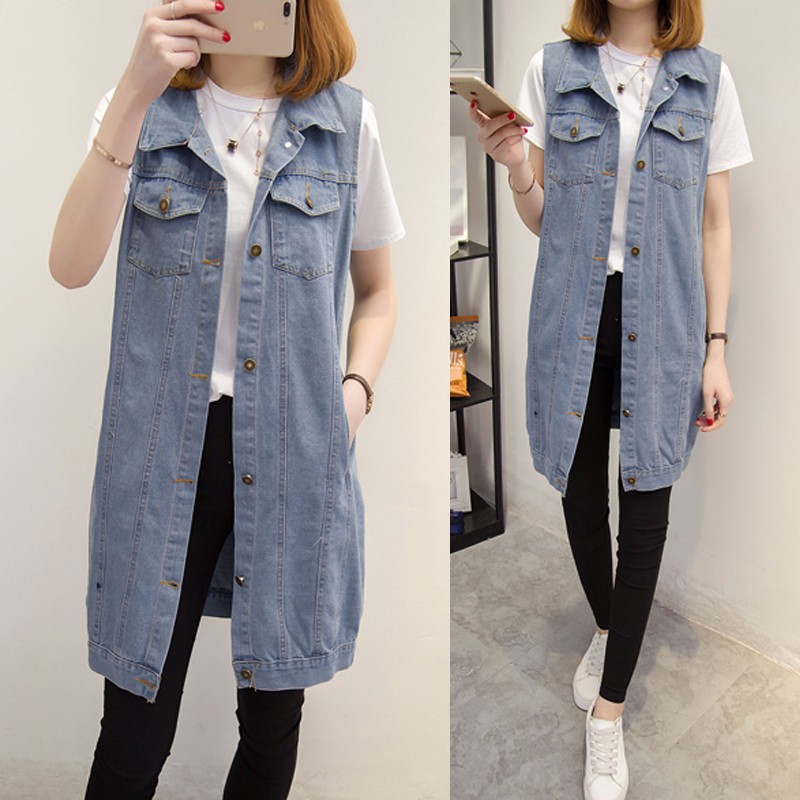 sleeveless denim jacket for ladies