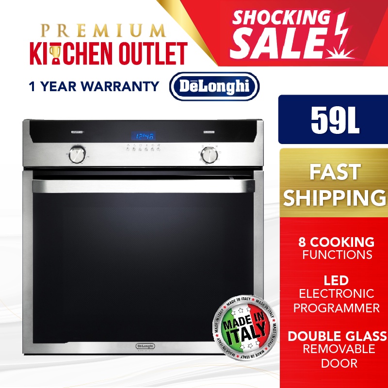 Delonghi 59L BuiltIn Oven Electric Oven with 8 Cooking Functions LED