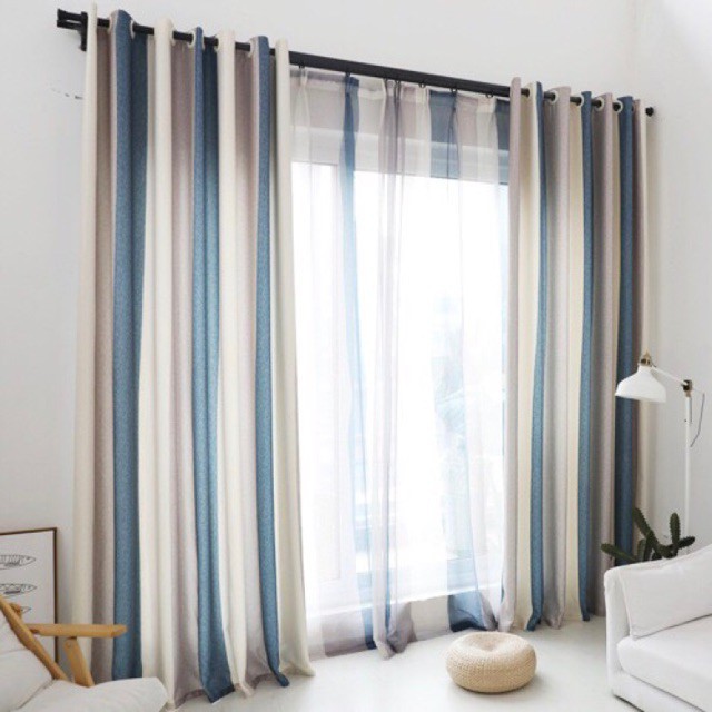 Stripe Pattern Faux Chenille Custom Bedroom Curtains Ready Made