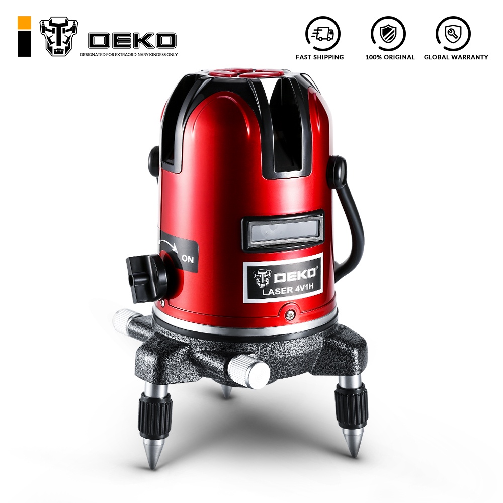 DEKO 5 Lines 6 Points Laser Level 360 Vertical & Horizontal Rotary Cross Laser Line Leveling w/ Oxfrod Case can use Receiver