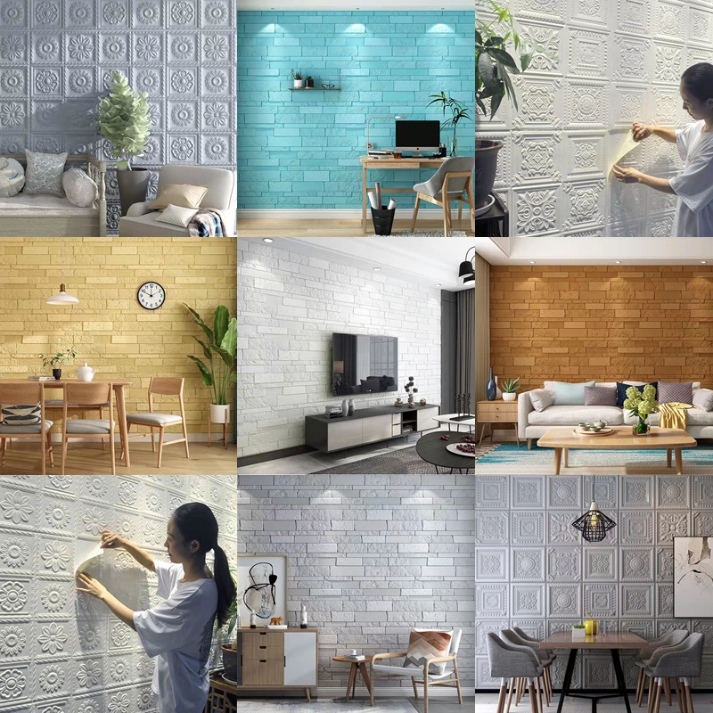 MY Stock】70*70CM 3D WallPaper Foam Stickers, Brick Grain, Wood Grain Ceiling  Living Room Bedroom Roof Wall Papers | Shopee Malaysia