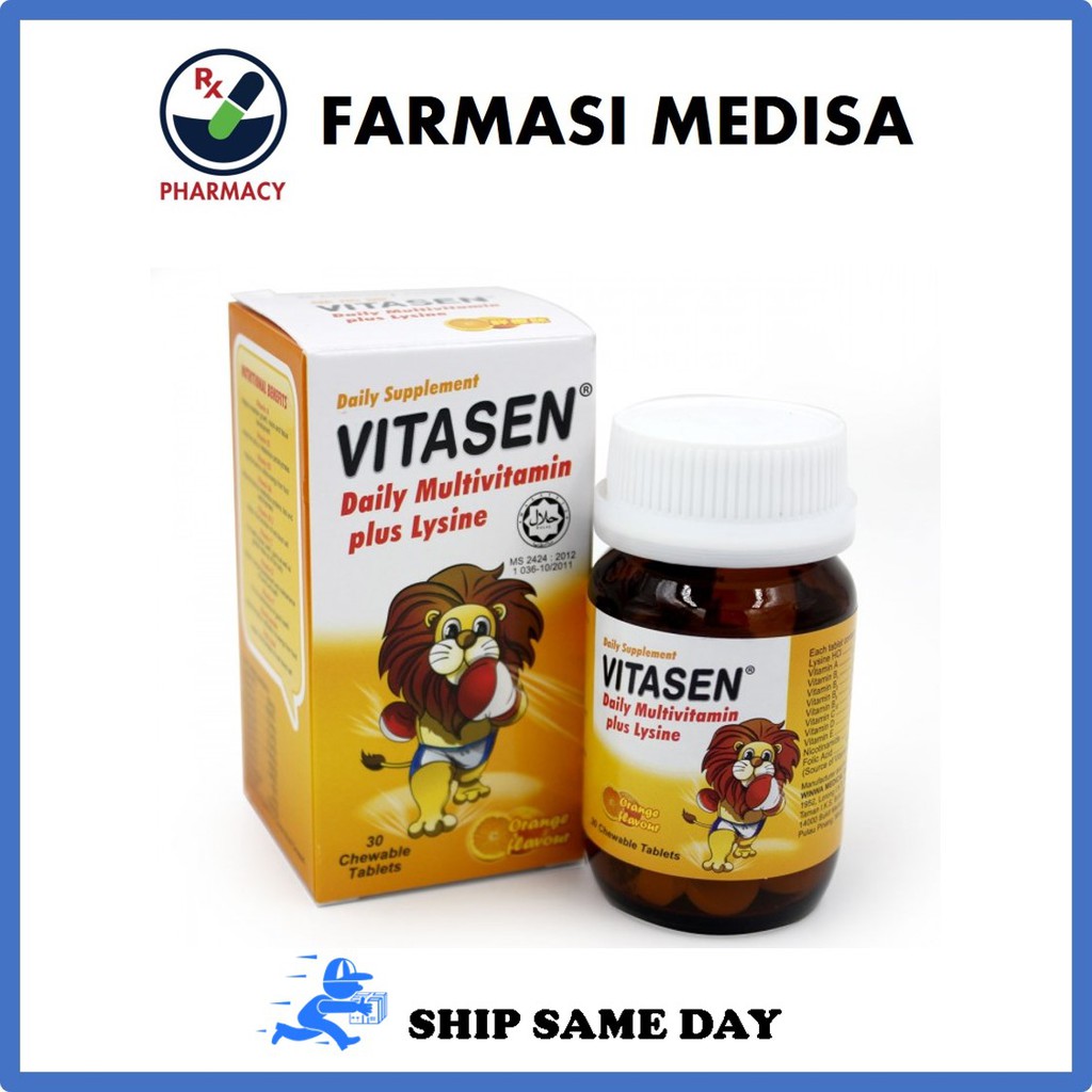 Buy Ship Same Day Vitasen Daily Multivitamin Plus Lysine 30s Orange Flavor Seetracker Malaysia