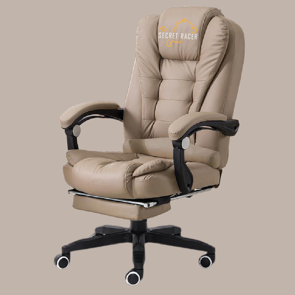 shopee: Home Office Chair Kerusi Pejabat Boss Style Gaming Chair  [Local Seller] (0:6:Colours:Khaki;1:1:Variation:With Leg Rest)
