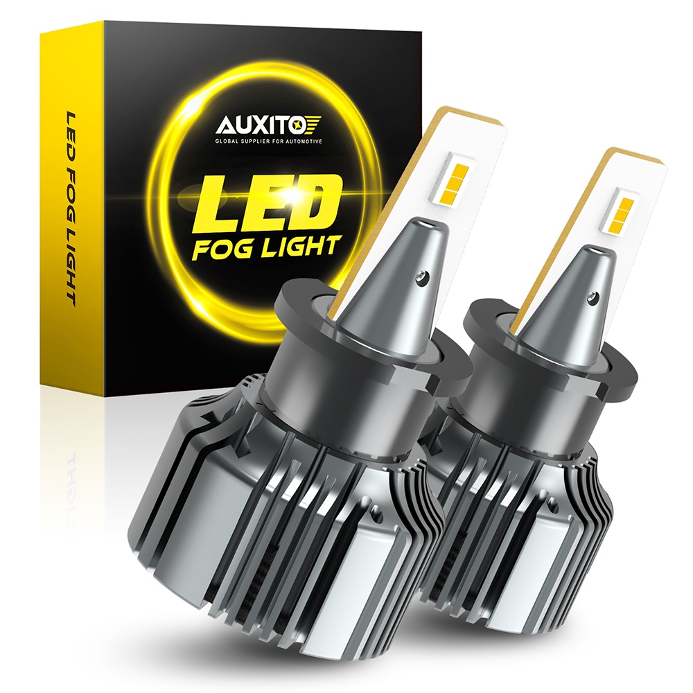 AUXITO 2Pcs H3 Led Bulb 4000Lm H3 Led Csp Car Fog Lights Day Driving Lamp Auto 12V 24V 6500K