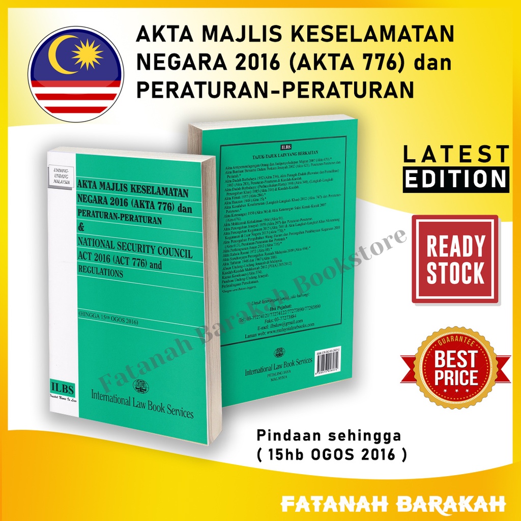 Akta Majlis Keselamatan Negara 2016 (Akta 776) & National Security Council Act 2016 (Act 776) (Hingga 15hb Ogos 2016)