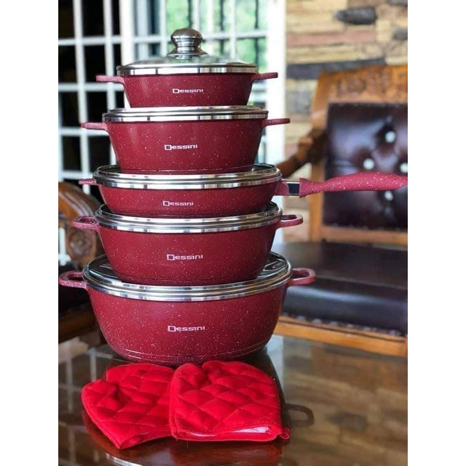 BIG SALE ORI 12 pcs Dessini Ready stock Cookware Set Non Stick Pot