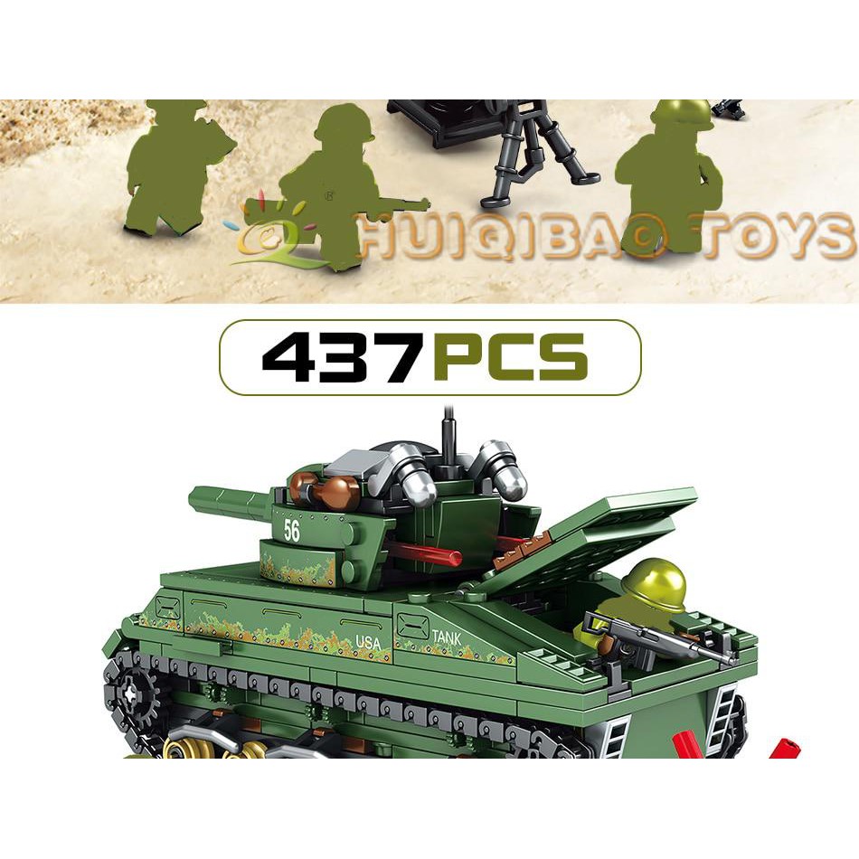 For 437pcs Military Usa M4 Tank Building Blocks Boys Army Ww2 Vehicle Soldiers Weapons Bricks Shopee Malaysia - ww2 us army 1940s soldiers roblox