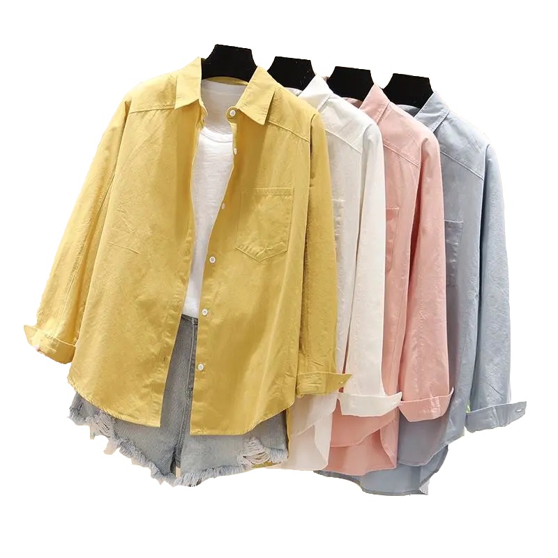 Essential Reliable Green Ready Stock S-3XL 100% Cotton Blouse Women Fashion Loose Causal Plus Size Work Wild Long Sle... - Image 4