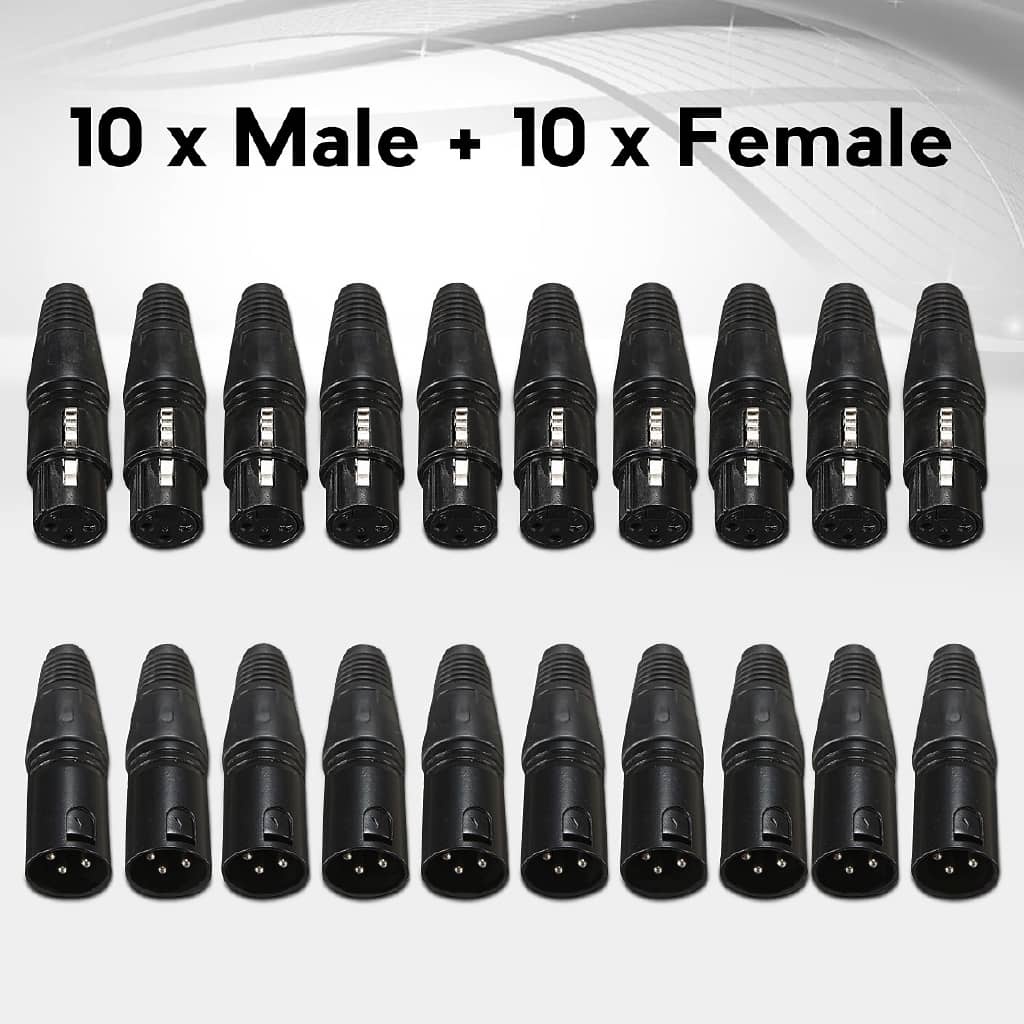 10 Pair XLR Cable Connector 3 Pin Male Female Microphone Plug ( Ready Stock )