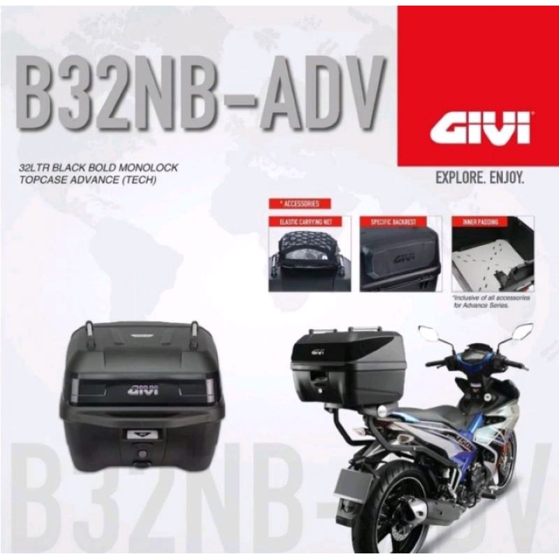 Kotak Givi Box Model B Nb Black Bold Monolock Topcase Shopee Malaysia