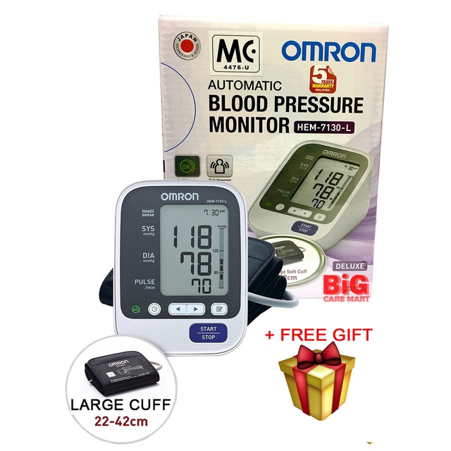 Omron Blood Pressure Monitor Hem 7130 L With Large Cuff Free Gift Shopee Malaysia