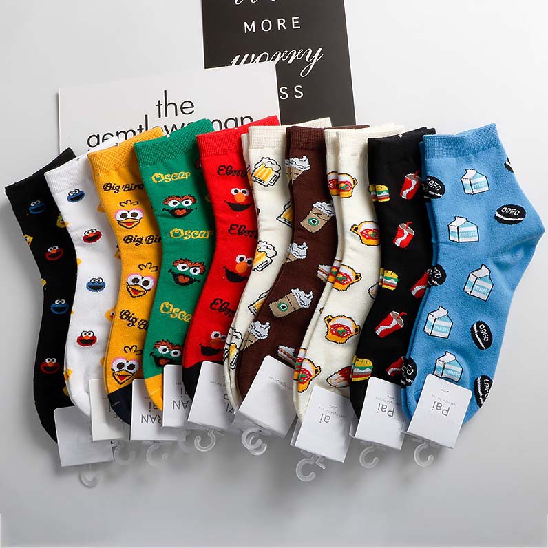 Summer new casual short boat socks cartoon cotton Japanese funny expression girl personality trendy socks
