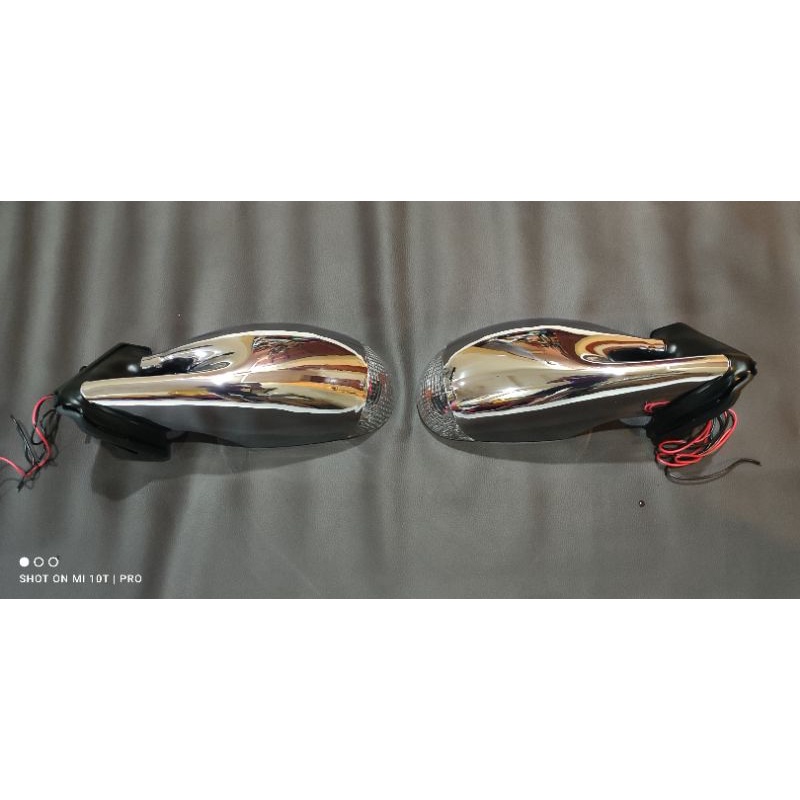 Side mirror Ganador chrome with lamp universal.. Shopee Malaysia