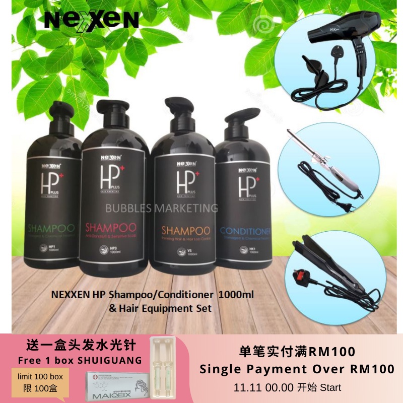 Schotel blad Aangenaam kennis te maken Nexxen HP Shampoo/Conditioner 1000ML X2 & Salon Professional Hair  Dryer/Flat Iron/Hair Curler Set | Shopee Malaysia