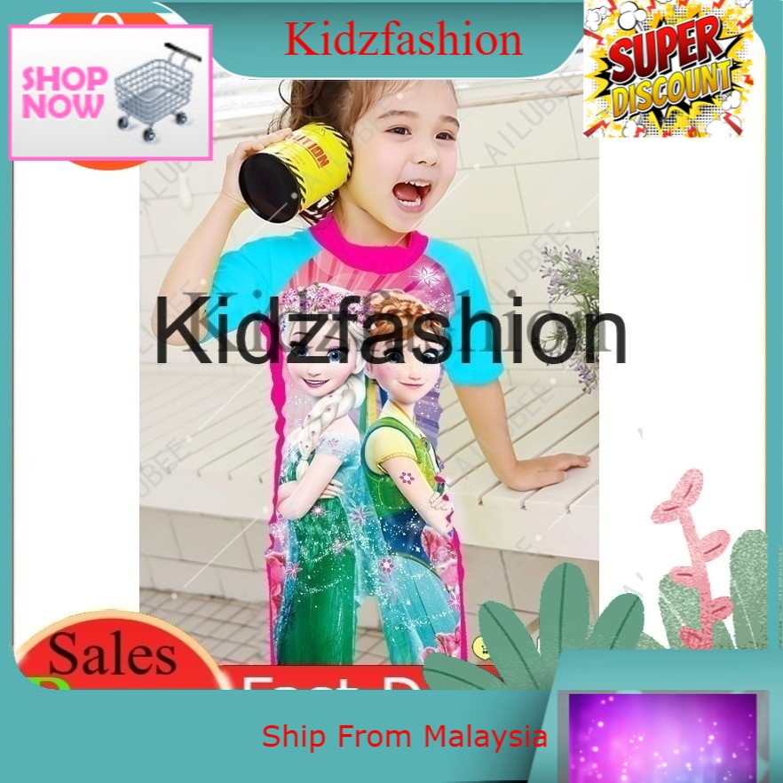 *SALES* Short Sleeves Kids Swimwear Swim Suit Baju Renang-SW138 FROZEN ANNAELSA