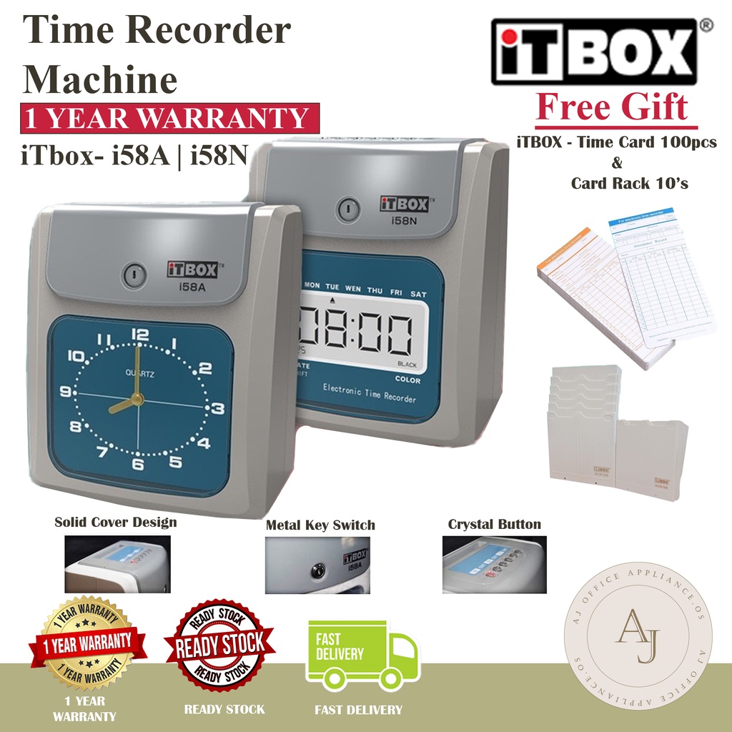 iTBOX i58N i58A Time Recorder Punch Card Machine Attendance Machine