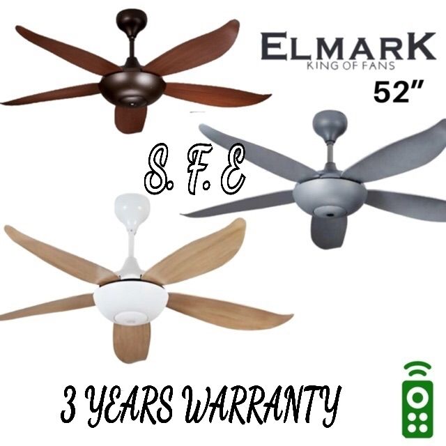 Hot Sales Elmark Kl101 52 Remote Ceiling Fan 5 Blade Sweep 3