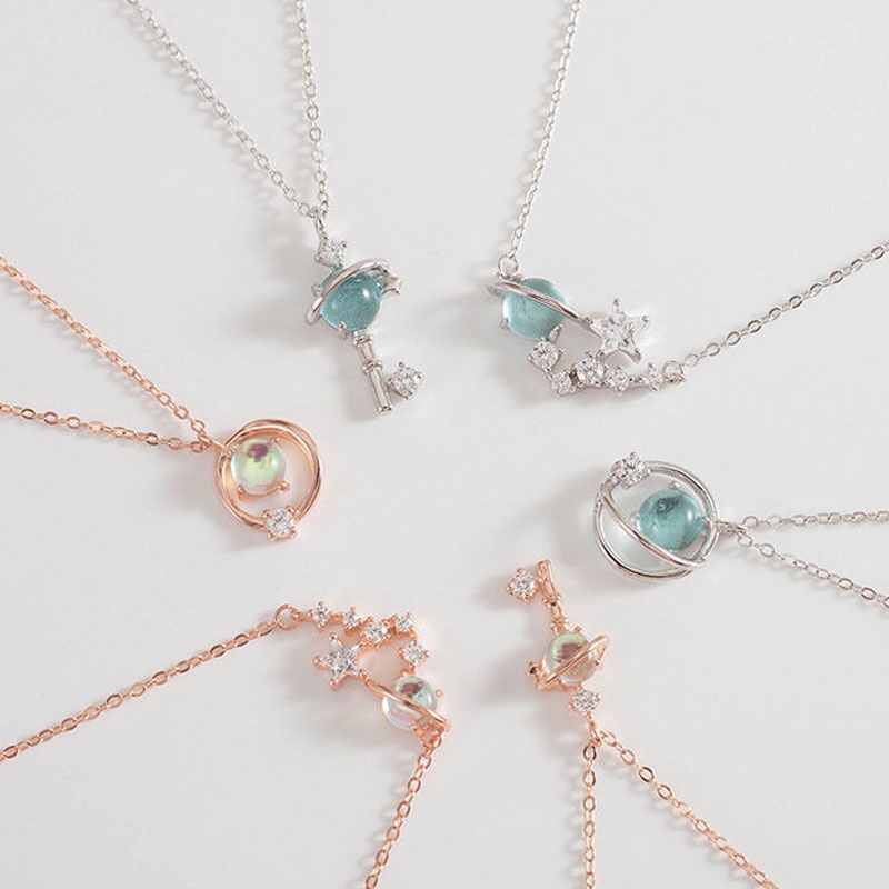 Dream Aurora Star Key Necklace Female Korean Female Student Chain Pendant Necklace Girl Best Friend Birthday Gift