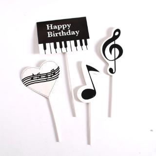 1set Piano Music Theme Cake Topper Happy Birthday Cupcake Cake