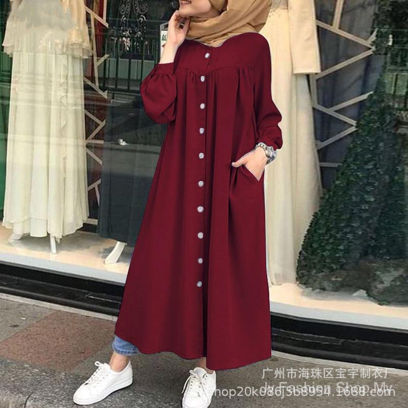 Ready Stock Jfs My Dress Muslimah 2021warna Pepejal Baru Wanita Lengan Panjang Baju Lengan Panjang Jubah Panjang Saku Shopee Malaysia
