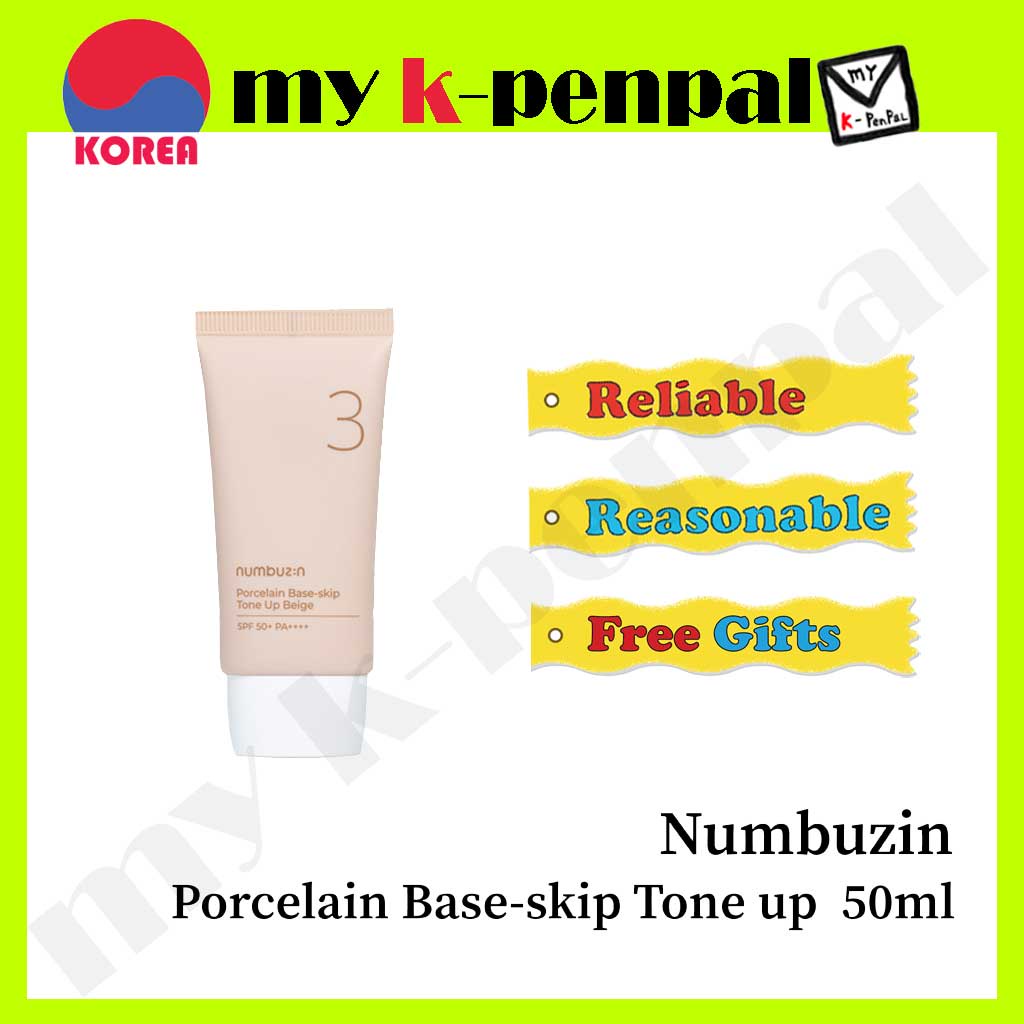 [numbuzin] No.3 Porcelain Base-skip Tone Up Beige SPF50+ PA+++ 50ml / Toneup Cream , Sunscreen, Sun Cream , Sunblock / Shipped From Korea