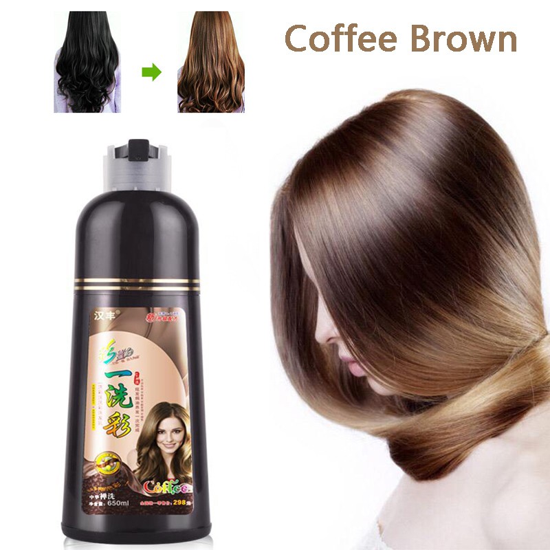 Hair Dye Shampoo Dark Brown Colour & Coffee Coloring Healthiest Hair Dye  non-toxic safe semi-permanent Shampoo 650ml | Shopee Malaysia