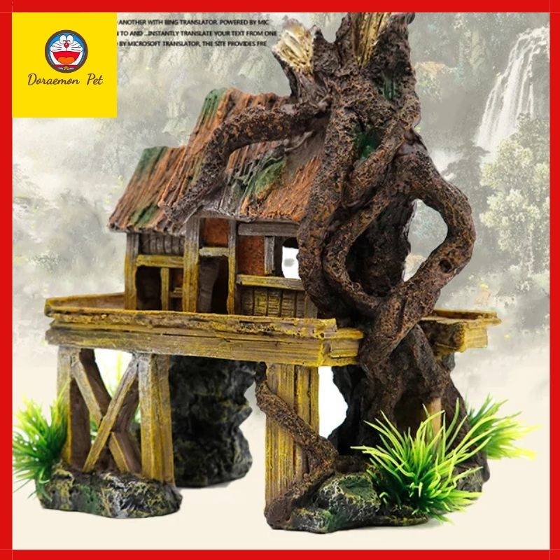 Fish tank landscape/shelter tree hole/aquarium house/aquarium decoration/aquarium thatched house/creative aquarium landscape/climbing pet shelter/climbing pet supplies/pets/pet supplies