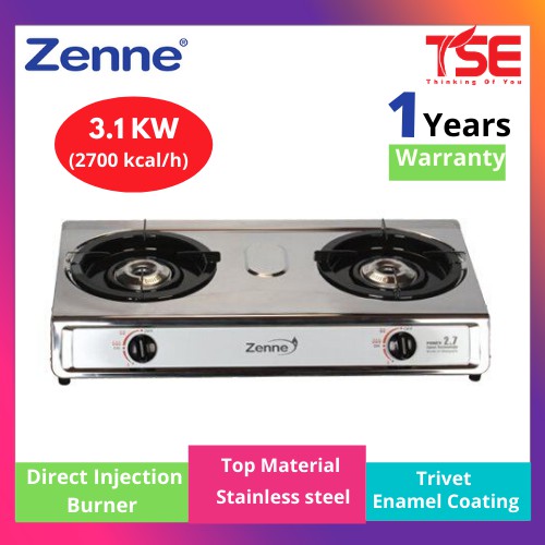 Zenne Gas Stove Cooker 2 Burner KDI201 Stainless Steel /Gas Cooker