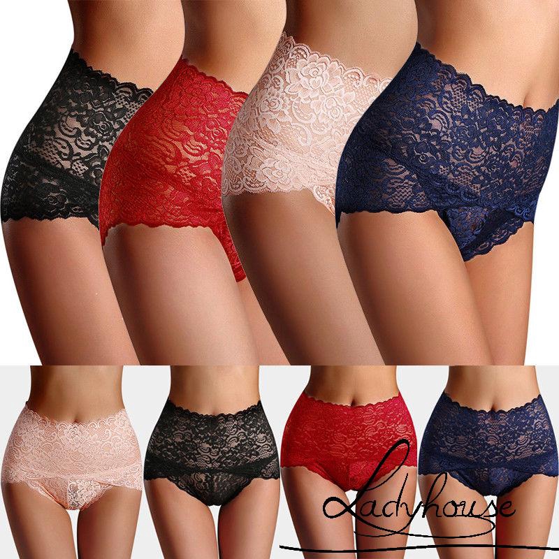 02L-Fashion Women Sexy Lace Comfortable High Waist Knickers Panties