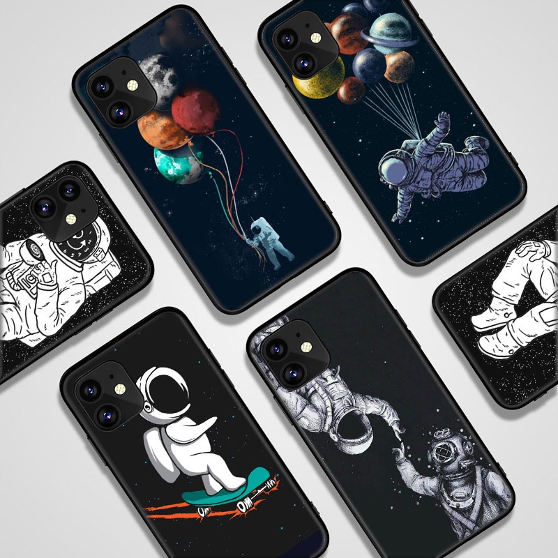 Aesthetic Astronaut For Iphone 5s 6s 6s Plus 7 8 Plus X Xs Xr Xs Max 11 Pro Black Soft Phone Case Shopee Malaysia