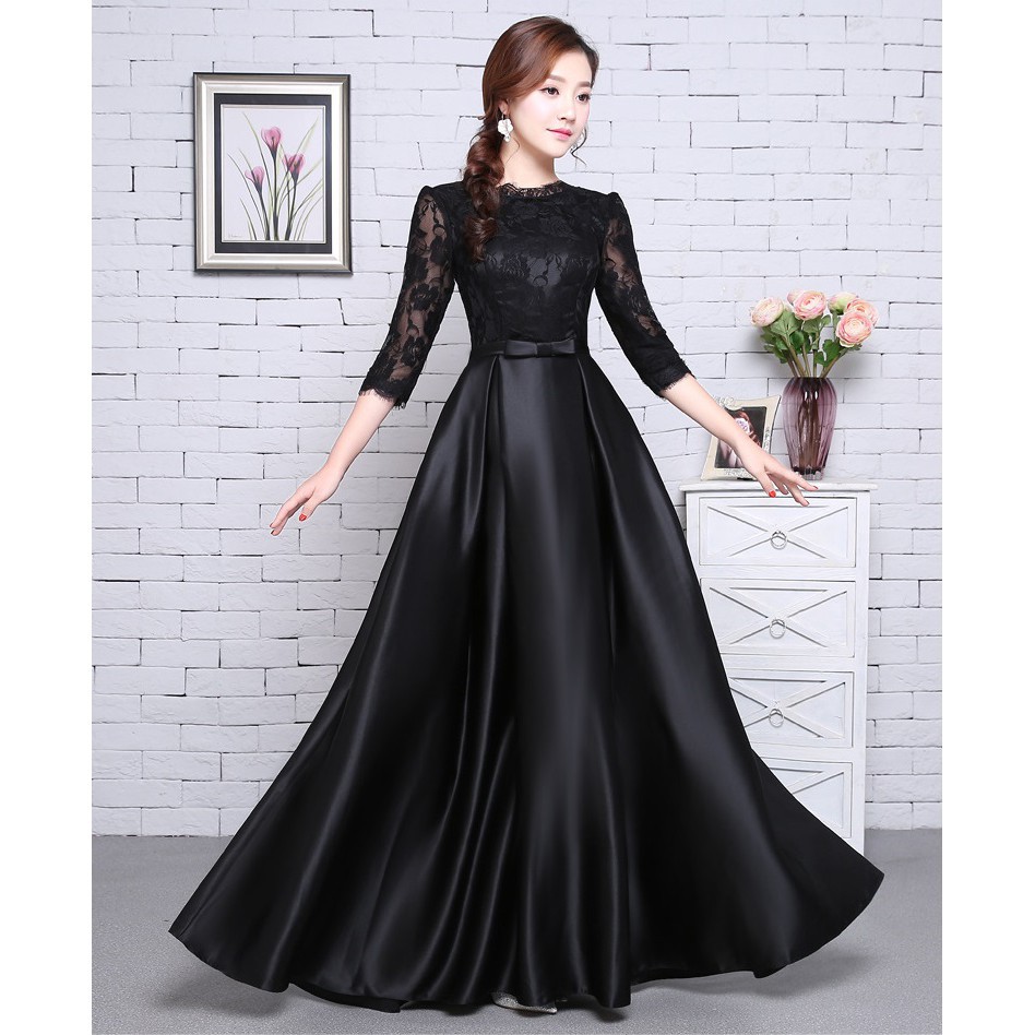 baju dinner hitam gold
