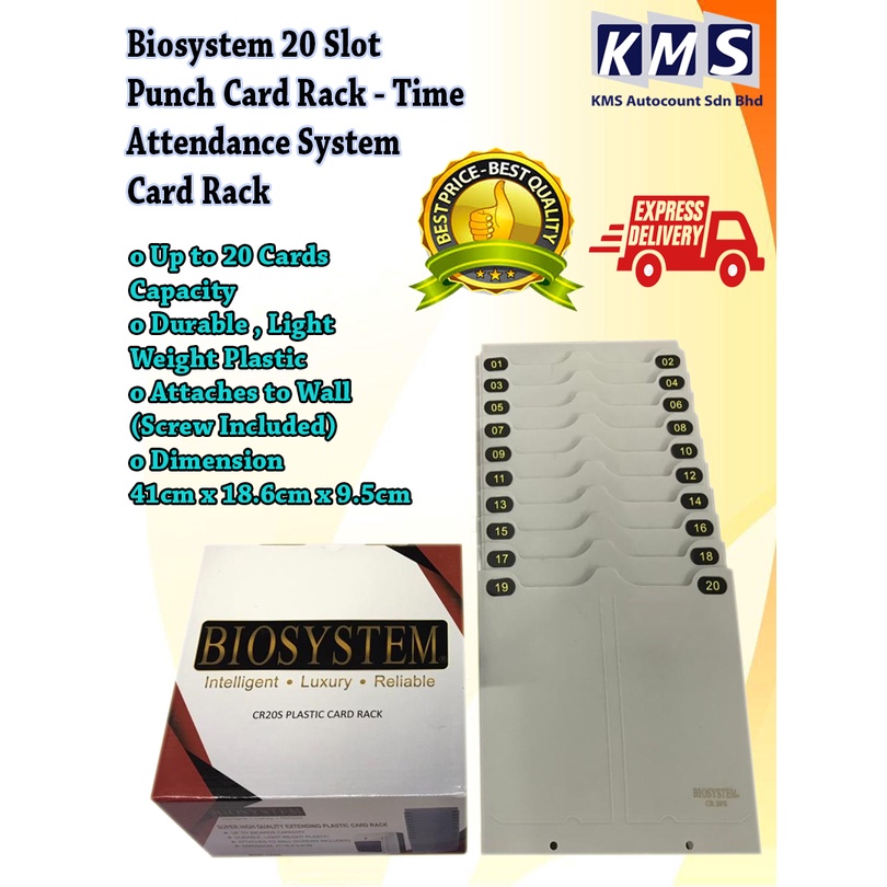 Biosystem 20 Slot Punch Card Rack Time Attendance System Card Rack