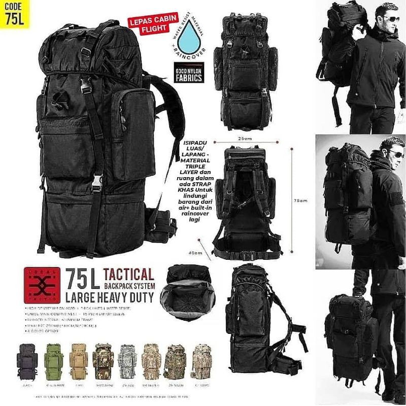 75L SUPER LARGE TACTICAL BACKPACK SYSTEM by PEJUANGMY ( HIGH QUALITY ...